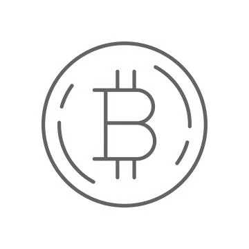 Simple Bitcoin Thin Line Symbol Icon Design Stock Illustration