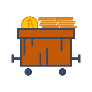 Simple Bitcoin Train Cart Vector Illustration Graphic 스톡 일러스트