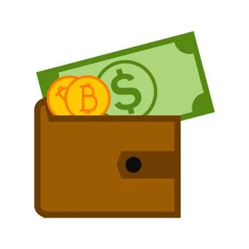 Simple Bitcoin Wallet Earning Vector Illustration Graphic Stock Illustration