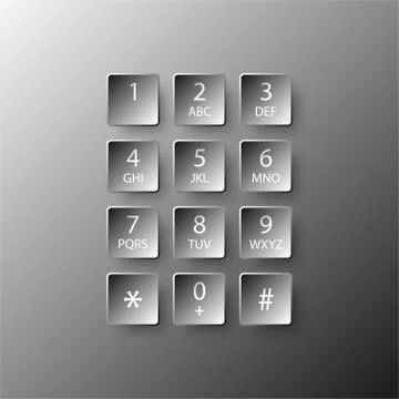 Simple black 3d number dial square button paper for website presentation cove Stock Illustration