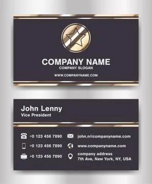 Simple black and gold theme business name card template vector Illustrazione stock