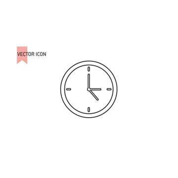 Simple black and white analog clock illustration Stock Illustration