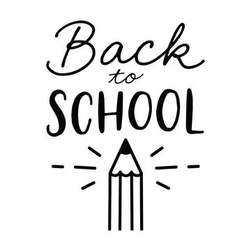 Simple black and white back to school typography with a hand drawn pencil a.. Stock Illustration
