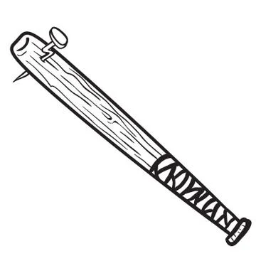 Simple black and white baseball bat Stock Illustration
