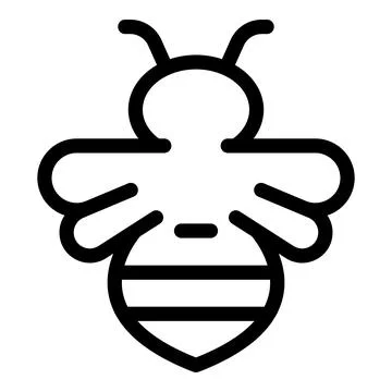 Simple black and white bee icon flying Stock Illustration