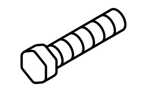 Simple black and white bolt isometrics icon, skeletal parts Stock Illustration