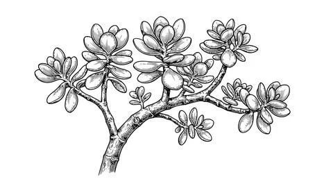 Simple black and white botanical plant illustration Stock Illustration