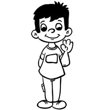 Simple black and white boy wave Stock Illustration