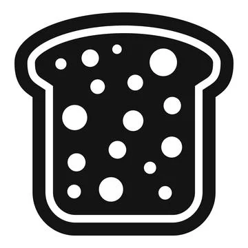 Simple black and white bread slice with bubbles icon representing bakery product Illustrazione stock