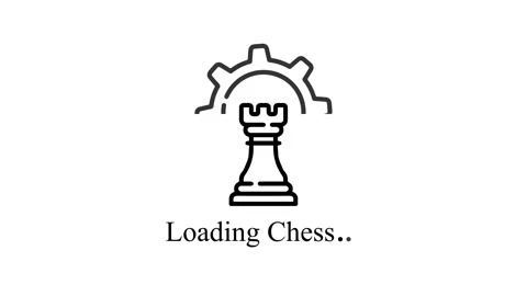 A simple black and white chess loading animation featuring a rook piece on .. Stock Footage 329539446
