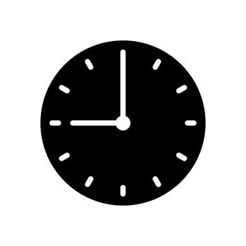 Simple black and white clock icon. Stock Illustration