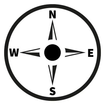 Simple black and white compass windrose icon or symbol Stock-Illustration
