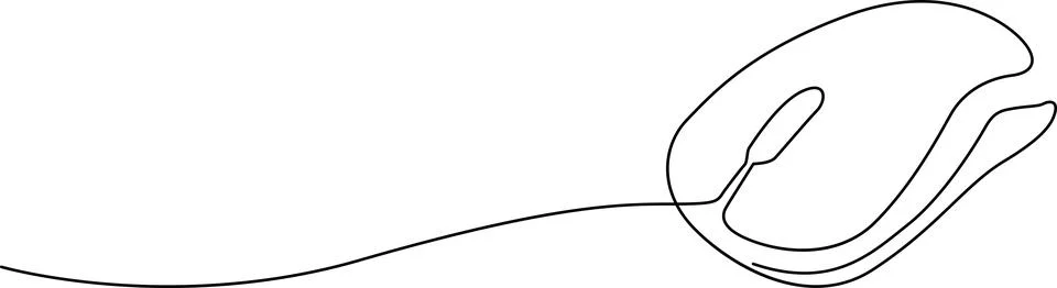Simple black and white computer mouse vector illustration Vector Illustrazione stock
