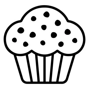 Simple black and white cupcake illustration Stock Illustration