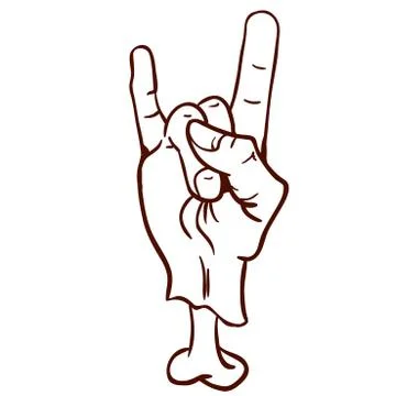 Simple black and white devil horns hand sign Illustrazione stock