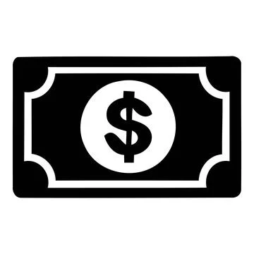 Simple Black and White Dollar Bill Icon Illustration Stock Illustration