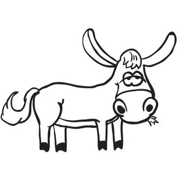 Simple black and white donkey Stock Illustration