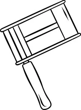 Simple black and white doodle of a carnival rattle. Sketch style icon for M.. Stock Illustration