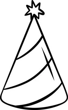 Simple black and white doodle of a striped party hat. Sketch style icon for.. 스톡 일러스트