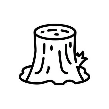 Simple black and white drawing of a tree stump Ilustração Stock