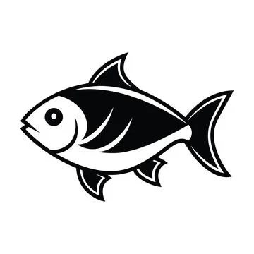 Simple black and white fish illustration for diverse creative applications Stock Illustration