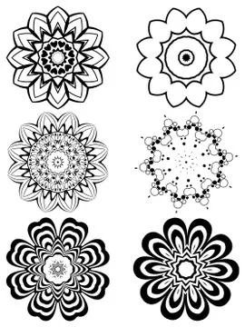 Simple Black and White Flowers Иллюстрация