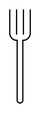 Simple Black and White Fork Drawing with Clean Lines for Various Uses Stock Illustration