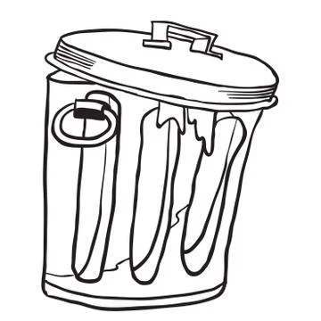 Simple black and white garbage can Stock Illustration