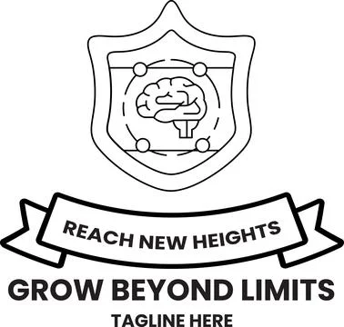 Simple black and white graphic with shield and banner Stock Illustration