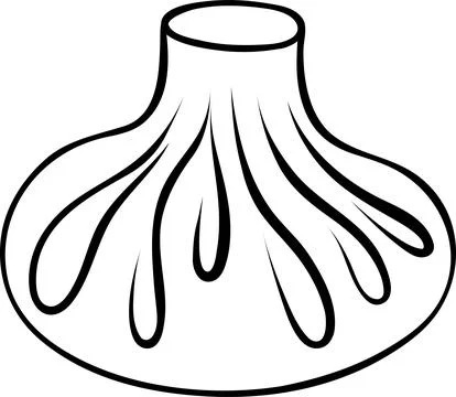 Simple black and white hand-drawn khinkali dumpling vector icon isolated on.. Stock Illustration