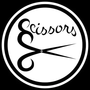 Simple black and white icon with scissors Stock Illustration