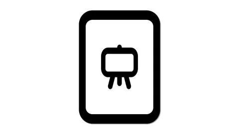 A simple black and white icon of a presentation board on a stand, set again.. Stock Illustration