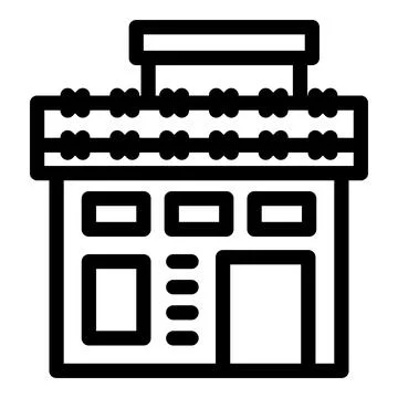 Simple black and white icon of building with terrace Ilustración de archivo
