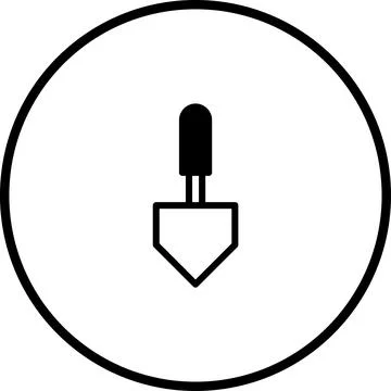 A Simple Black and White Icon of a Download Symbol Inside a Circle Design Illustrazione stock