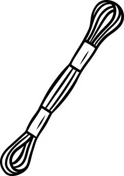 Simple black and white icon set as a doodle, floss threads in sketch style... Illustrazione stock