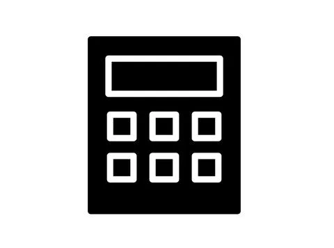 Simple Black and White Icon of a Basic Calculator on a Plain Background 스톡 일러스트