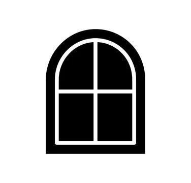 Simple Black and White Icon of an Arched Window Design for Creative Use Stock Illustration