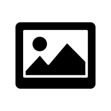 Simple black and white image of a mountain landscape with sun and frames Stock Illustration