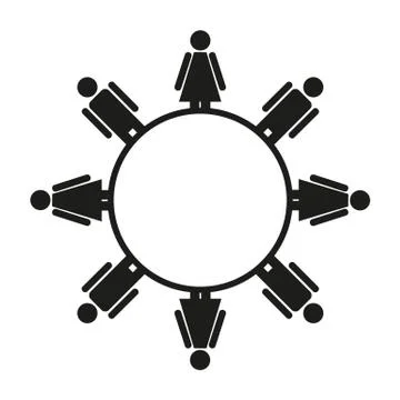 Simple black and white isolated icon of man and female round the circle Stock Illustration