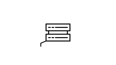 Simple black and white line art of a computer, depicting a monitor and keyb.. Stock Footage 332853517