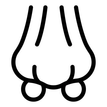Simple black and white line drawing of a cartoon nose Stock Illustration