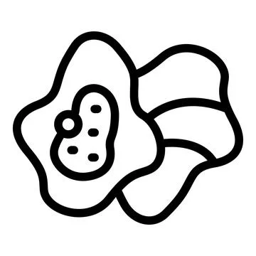 Simple black and white line art icon of an amoeba engulfing bacteria Stock Illustration