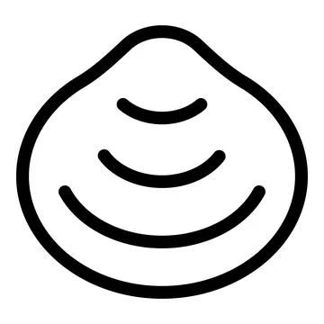 Simple black and white line art icon of a seashell Stock Illustration