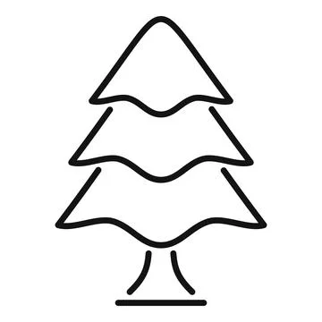 Simple black and white line art drawing of a pine tree Stock Illustration