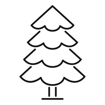 Simple black and white line art of a pine tree Stock Illustration