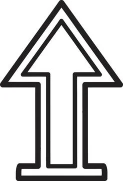 A simple black and white line drawing of a double-headed arrow pointing upwar Stock Illustration