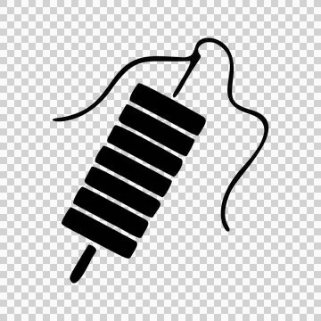Simple Black and White Line Art Illustration of a Thread Spool with Needle and S イラスト素材