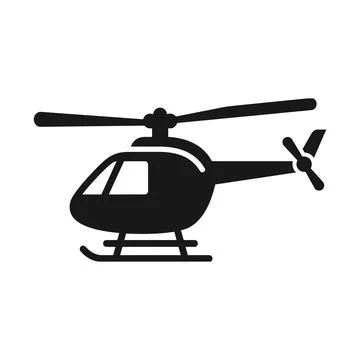 Simple black and white line drawing helicopter with transparent background .. Stock Illustration