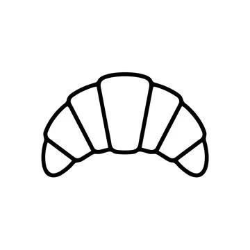 Simple black and white line of a single flaky croissant pastry, isolated on.. Stockillustratie