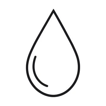 Simple black and white line of a single water droplet with a reflection lin.. Ilustração Stock